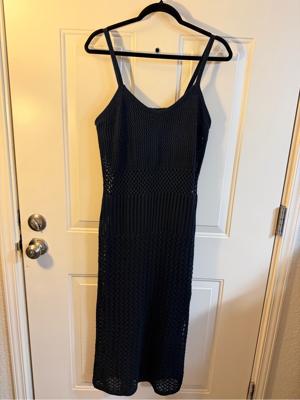 Madison + Hudson Black Crochet Knit Midi Dress Medium